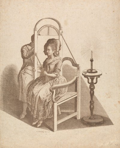 Artista dibujando la silueta de una mujer de Johann Rudolph Schellenberg