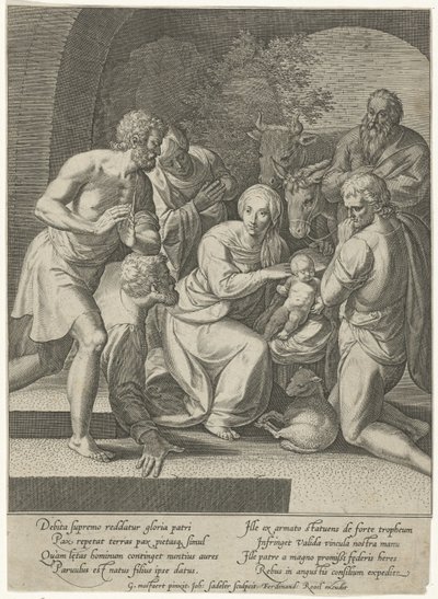 Adoración de los pastores en un nicho de Johann Sadeler (I)