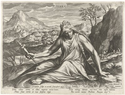 La Tierra personificada por la diosa Cibeles
Terra (título del objeto)
Los cuatro elementos como figuras mitológicas (título de la serie) de Johann Sadeler (I)