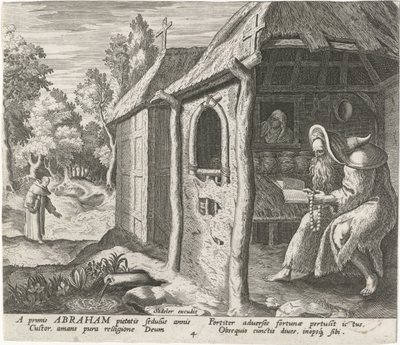 Abraham de Edesa como ermitaño Ermitaños masculinos (título de la serie) Solitudo Sive Vitae Patrum Eremicolarum (título de la serie) de Johann Sadeler (I)