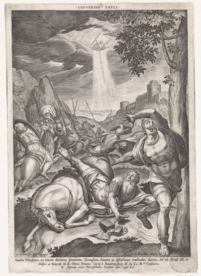 Bekering van Paulus Conversión de Savli (título sobre objeto) de Johann Sadeler (I)