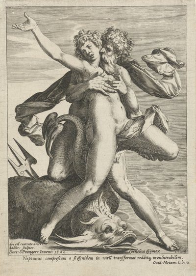 Caenis abrazada por Neptuno de Johann Sadeler (I)