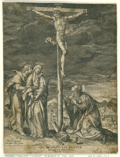 Cristo en la cruz, con María, Juan y María Magdalena de Johann Sadeler (I)