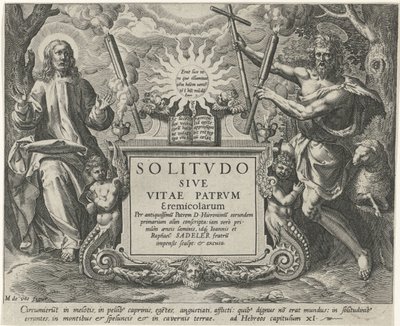 Cristo en Johannes de Doper Mannelijke kluizenaars (título de la serie) La soledad o la vida de los padres ermitaños (título de la serie) Solitvdo Sive Vitae Patrvm Eremicolarum (título de la serie sobre el objeto) de Johann Sadeler (I)