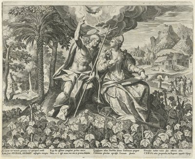Cristo y su novia en un viñedo Canción de Salomón (título de la serie) Canticum Canticorum (título de la serie) de Johann Sadeler (I)