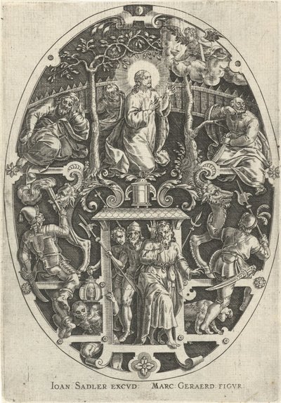 Cristo en el huerto de Getsemaní Passie van Christus (título de la serie) La Pasión de Cristo, Nuestra Redención (título de la serie) de Johann Sadeler (I)