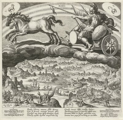 El planeta Marte y su influencia en el mundo Los siete planetas (título de la serie) Planetarum effectus et eorum in signis zodiac (título de la serie) de Johann Sadeler (I)