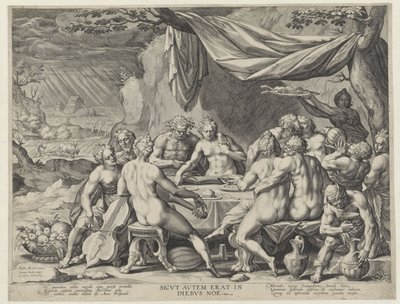 La humanidad pecadora antes del diluvio Sicvt avtem erat in diebvs noe (título sobre el objeto) de Johann Sadeler (I)