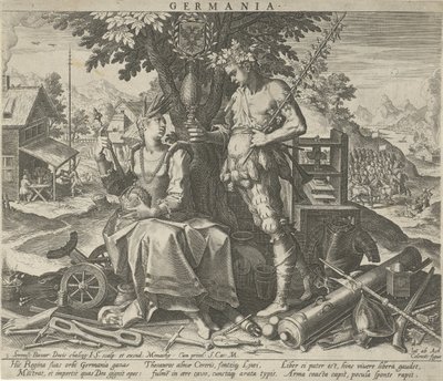 Alemania con Ceres y Baco Germania (título sobre objeto) Representaciones alegóricas de países europeos (título de la serie) de Johann Sadeler (I)