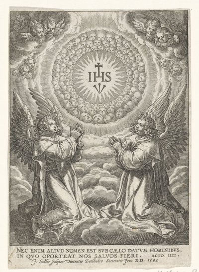 Los ángeles adoran el monograma de Cristo de Johann Sadeler (I)
