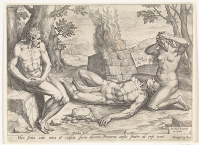 Eva llora la muerte de Abel Historia de Caín y Abel (título de la serie) de Johann Sadeler (I)