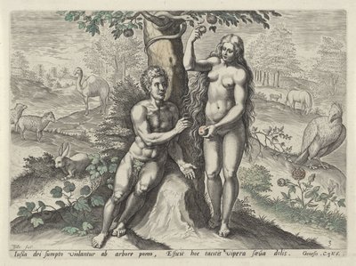 Eva seduce a Adán Caída del hombre (título de la serie) de Johann Sadeler (I)