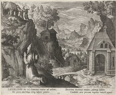 San Landelinus como un ermitaño Ermitaños (título de la serie) Oraculum Anachoreticum (título de la serie) de Johann Sadeler (I)