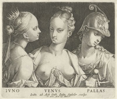 Juno, Venus en Minerva Ivno Venvs Pallas (título sobre objeto) de Johann Sadeler (I)
