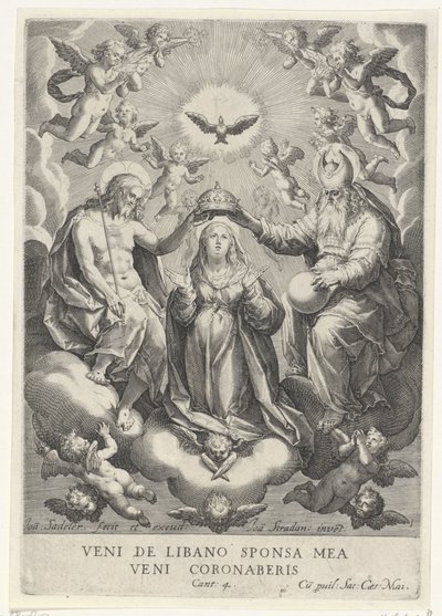 Coronación de María con huestes de ángeles de Johann Sadeler (I)