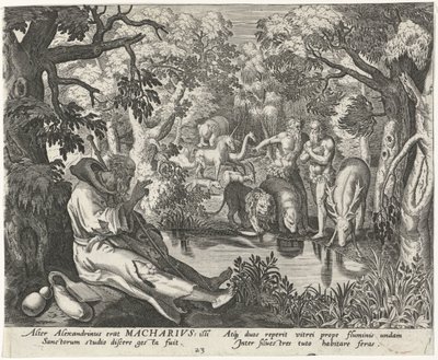 Macario de Alejandría como ermitaño Ermitaños masculinos (título de la serie) Solitudo Sive Vitae Patrum Eremicolarum (título de la serie) de Johann Sadeler (I)