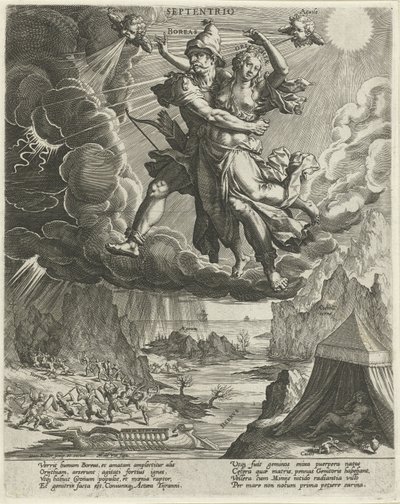 viento del norte Septentrio (título sobre objeto) Los cuatro vientos (título de la serie) de Johann Sadeler (I)