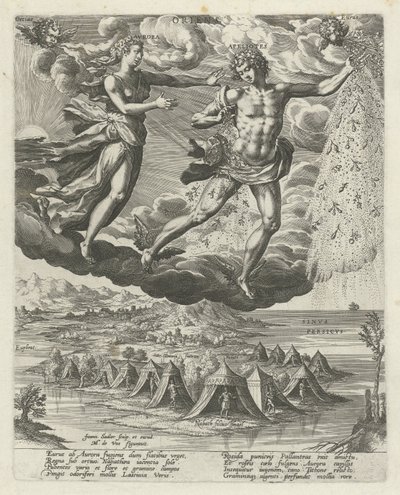 Viento del este Oriens (título sobre objeto) Los cuatro vientos (título de la serie) de Johann Sadeler (I)