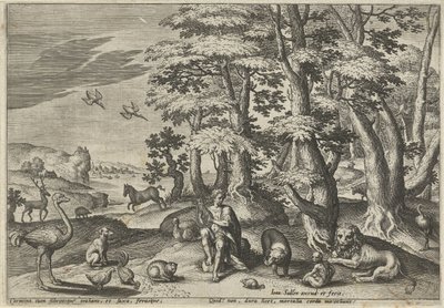 Orfeo, haciendo música para los animales Paisajes con escenas mitológicas (título de serie) de Johann Sadeler (I)