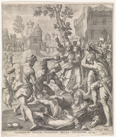 Lapidación del Apóstol Pablo Hechos de los Apóstoles (título de la serie) de Johann Sadeler (I)