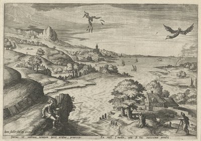 Caída de Ícaro Paisajes con escenas mitológicas (título de serie) de Johann Sadeler (I)