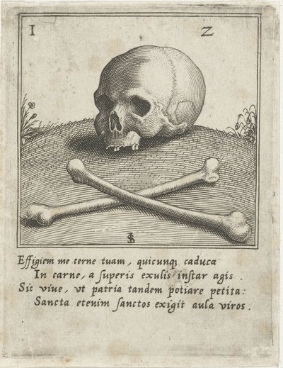 Representación de Vanitas con una calavera y dos huesos de Johann Sadeler (I)