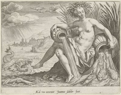 Agua Aqva (título sobre el objeto) Los cuatro elementos (título de la serie) de Johann Sadeler (I)