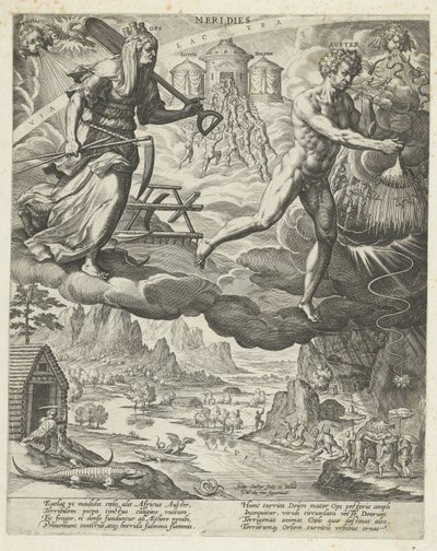 viento del sur Méridies (título sobre objeto) Los cuatro vientos (título de la serie) de Johann Sadeler (I)