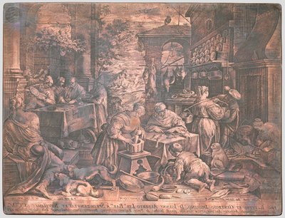 Placa de cobre para El rico y Lázaro de Johann Sadeler I