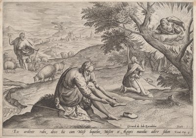 Dios Apareciendo a Moisés, 1585 de Johann Sadeler I