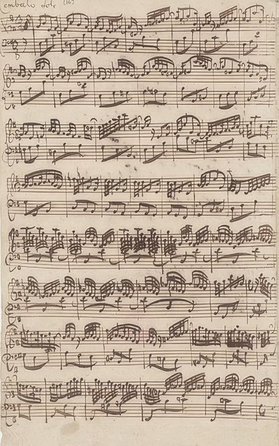 Allegro (Clave solo) de la primera versión de la Sonata No. 6 en Sol mayor para violín y clave obligado de Johann Sebastian Bach