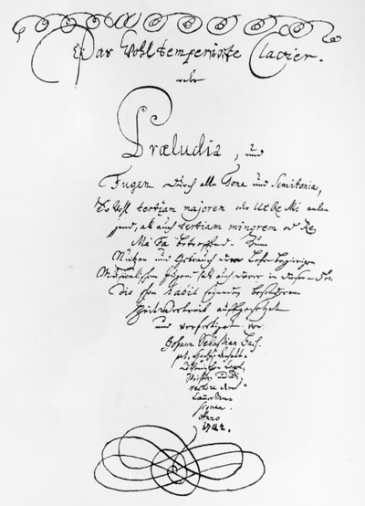 Página de Título Manuscrita de El Clave Bien Temperado, 1722 de Johann Sebastian Bach