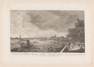 Vista de los jardines de Somerset en el puente de Westminster en Londres de Johann Sebastian Muller