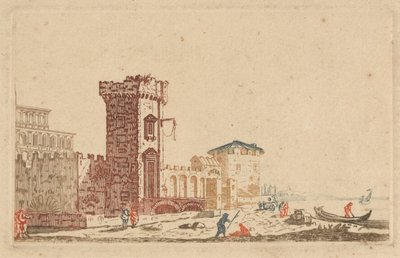 [Seis grabados en color de castillos, ruinas y paisajes marinos de Johann Teyler