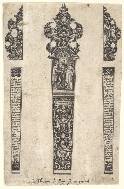 Diseño para el mango de un cuchillo para conmemorar un matrimonio de Johann Theodor de Bry