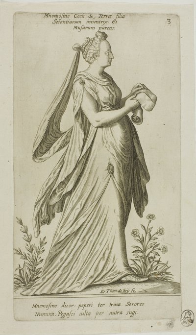 Mnemosine (Memoria), placa 3 de Parnassus Biceps de Johann Theodor de Bry