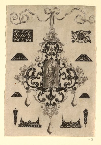 Placa 2, de una serie de ocho diseños de colgantes con las virtudes cardinales de Johann Theodor de Bry