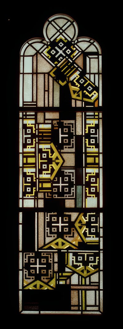Ventana trilobulada negro-amarilla de Johan Thorn Prikker