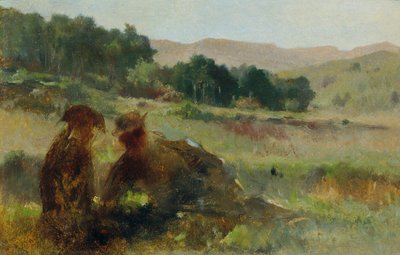 Paisaje con un cazador y un perro. de Johann  Till der Jüngere