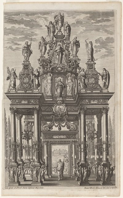 Frontispicio con Arco Triunfal con Cristo y los Apóstoles de Johann Ulrich Kraus