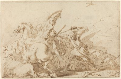 Una batalla entre caballería oriental y soldados de Johann Wilhelm Baur