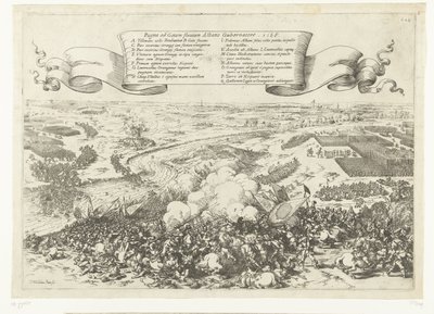 Veldslag aan de rivier de Gete, 1568 Batalla del río Geta con el gobernador albanés. 1568 (título sobre el objeto) de Johann Wilhelm Baur