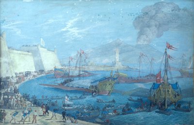 Vista del Puerto de Nápoles de Johann Wilhelm Baur