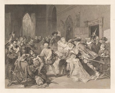 Ataque de Jean de Jauregui al príncipe Guillermo I, 18 de marzo de 1852 de Johann Wilhelm Kaiser (I)