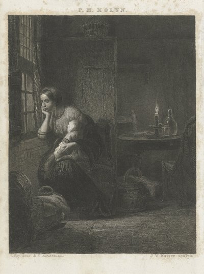 Mujer con niño en una ventana de Johann Wilhelm Kaiser (I)