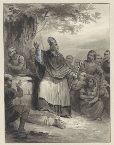 Willibrord proclama la fe en Walcheren, 695 de Johann Wilhelm Kaiser (I)
