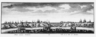 Vista de Tiumén, ca. 1735 de Johann Wilhelm Lürsenius