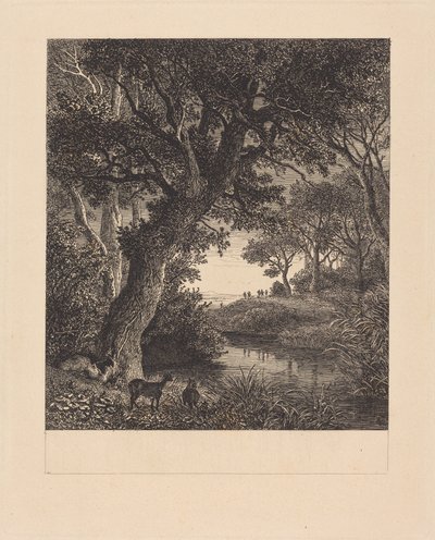 Cazadores saliendo de un bosque de Johann Wilhelm Schirmer