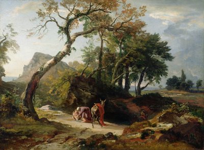 El rescate del hombre herido por el buen samaritano (tarde) de Johann Wilhelm Schirmer