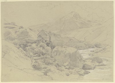 Molino de agua en un paisaje montañoso de Johann Wilhelm Schirmer